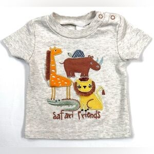 LITTLE‎ BEGINNINGS Boys Safari Friends Graphic Tee 0-3M Zoo African Animals Cute